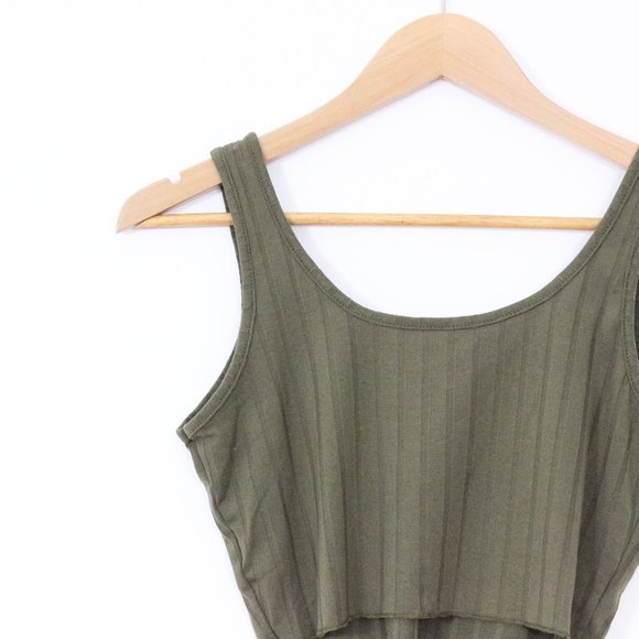 *Zaful Green Ribbed Cropped Tank Top - Picture 5 of 6